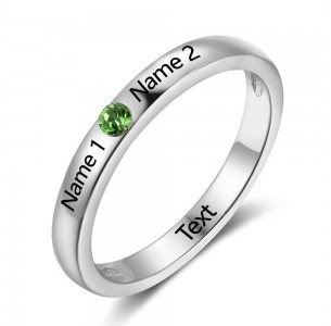 Birthstone Ring for mom, Sterling Silver Personalized Engravable Ring JEWJORI102737